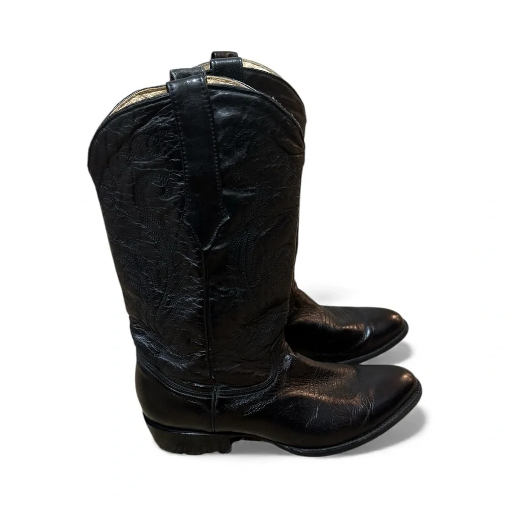 EUC - Justin Black Leather Cowboy Boots - Size 10